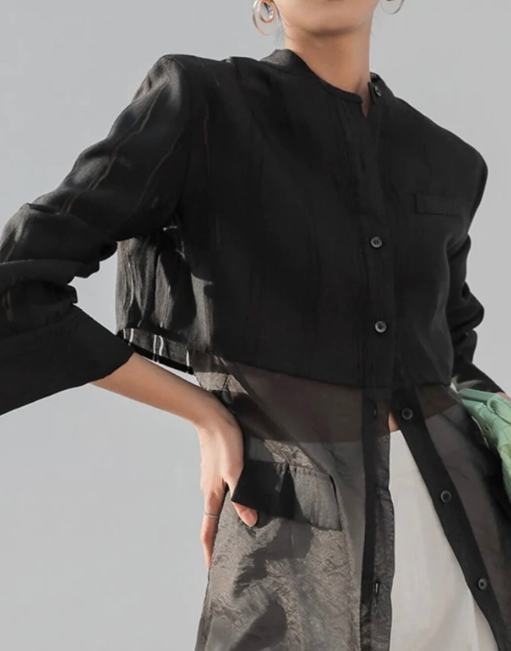 バンドカラードッキングシアーシャツ