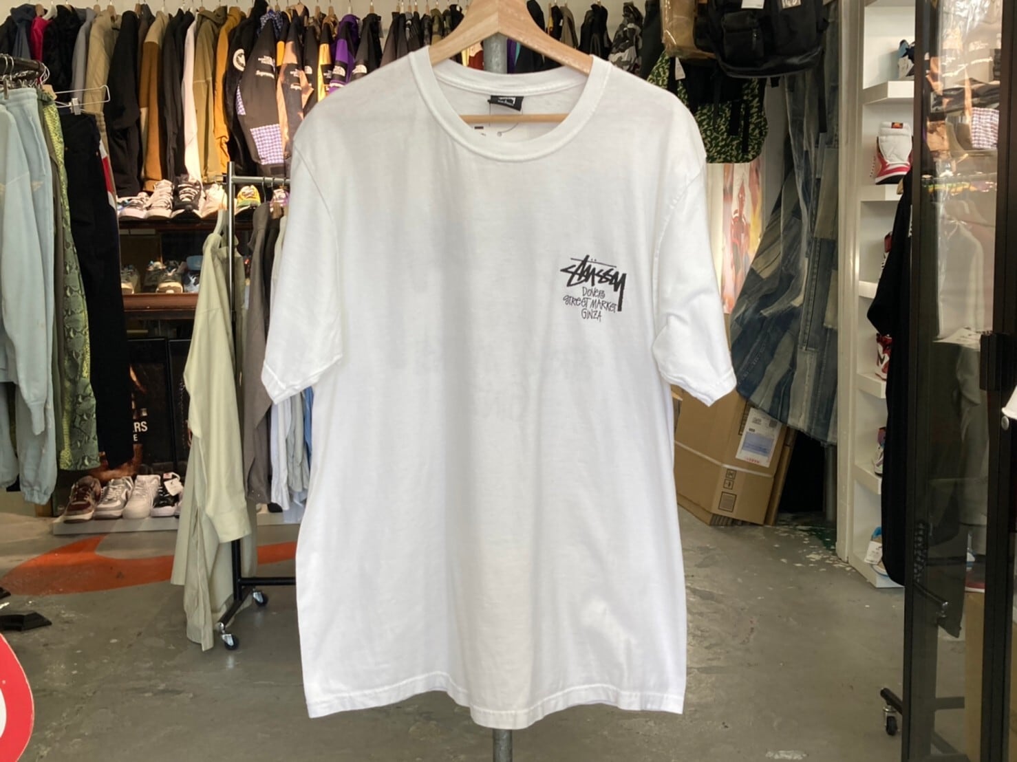 STUSSY × DOVER STREET MARKET STOCK DSM GINZA TEE WHITE LARGE 81186