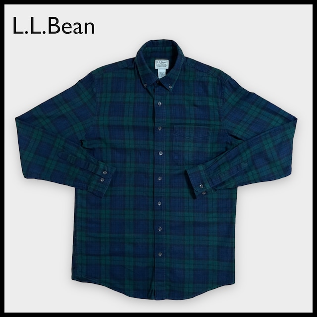 【L.L.Bean】ネルシャツ 長袖シャツ フランネル ディープグリーン チェック柄 柄シャツ ボタンダウン MEDIUM TALL トール US古着