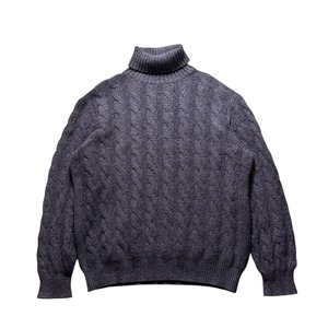 ERMENEGILDO ZEGNA purple wool cable knit sweater