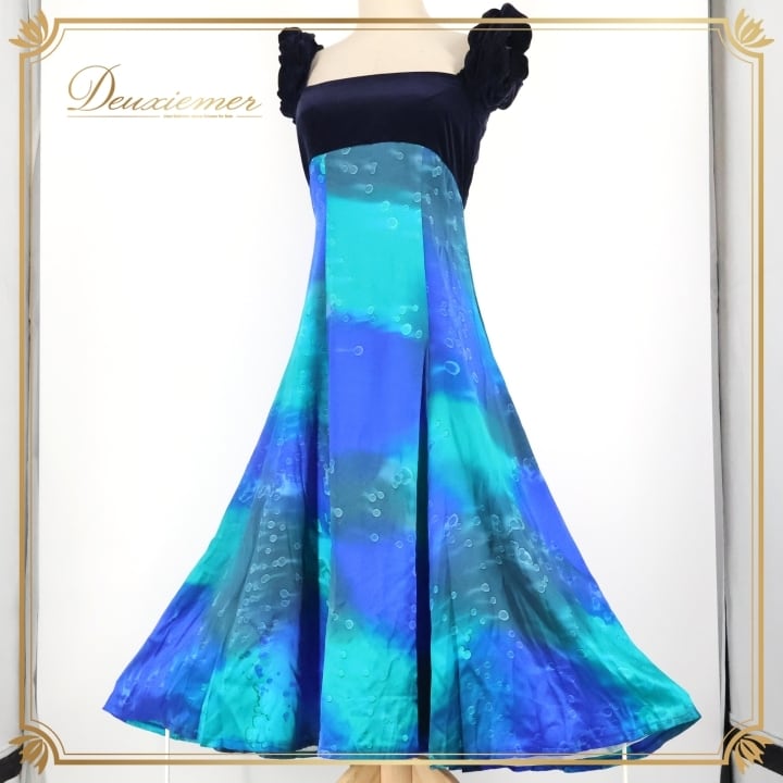 フラダンス 衣装 ワンピース ドレス ブルー系 アロハスタンダード