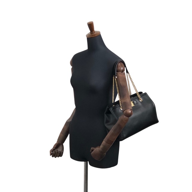 Salvatore Ferragamo サルヴァトーレ フェラガモ ハンドバッグ ブラック ヴァラ レザー チェーンショルダー vintage ヴィンテージ オールド 3bmif6