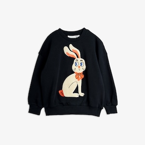 【26AW】minirodini( ミニロディーニ )Rabbit application sweatshirt black(80-86/92-98/104-110/116-122/128-134/140-146)スウェット うさぎ アップリケ