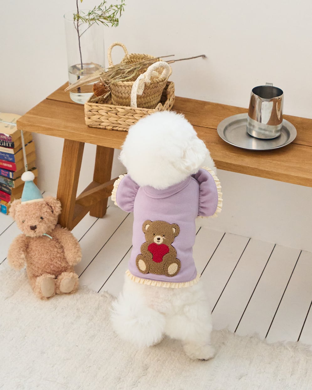 予約【eomuk】Boucle Bear Warm T-shirt (Lavender)