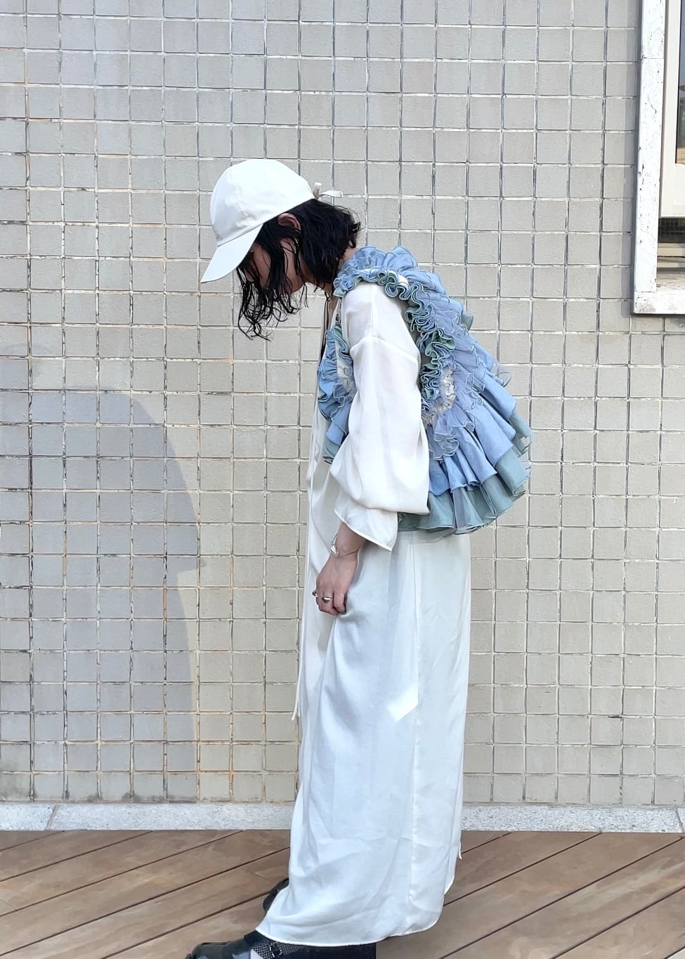 DŌRA MÖRA | Versatile Ruffled Bag - SEA BLUE | ORIENT MILLINERY