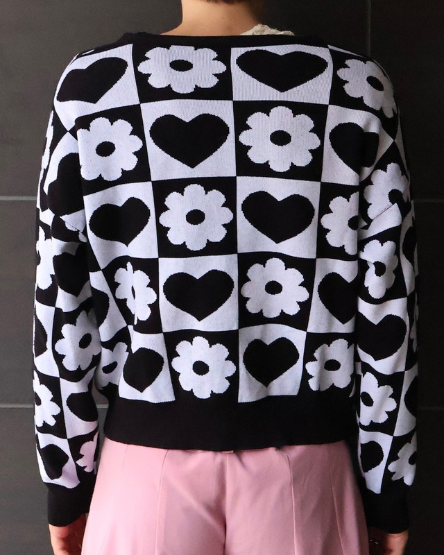 pop flower design short cardigan