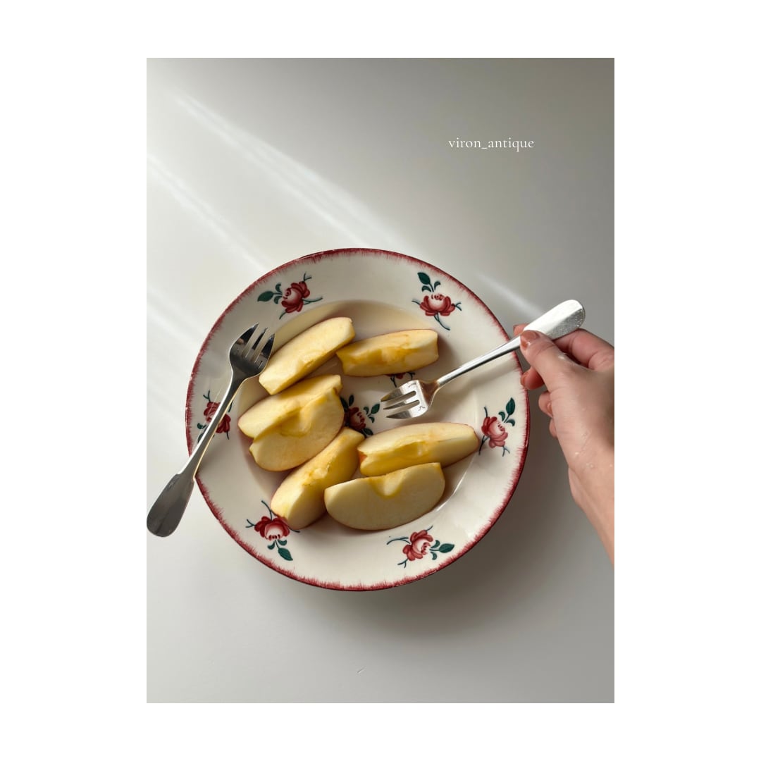 Luneville リュネヴィル / “SENLIS” 赤の小花の深皿プレート a