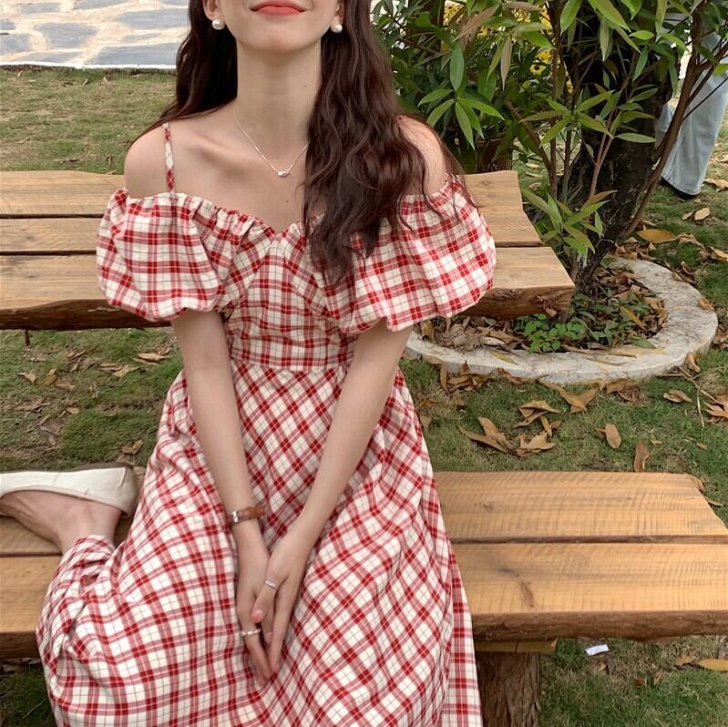 ワンピース レディース ロングワンピース ロング ロング丈 ボリューム袖 パフスリーブ オフショルダー オフショル Aライン 2way かわいい 大人可愛い きれいめ カジュアル エレガント 清楚 フェミニン おしゃれ 綺麗 お嬢様 ナチュラル こなれ感 ラフ ラブリー キュート ガーリー ロマンチック 抜け感 華やか チェック柄 格子柄 学生 デート お出かけ 女子会 休日 リゾート 旅行 散歩 街歩き ブラック レッド M L 春 夏 10代 20代 30代 韓国 韓国系 着回し 普段使い 送料無料