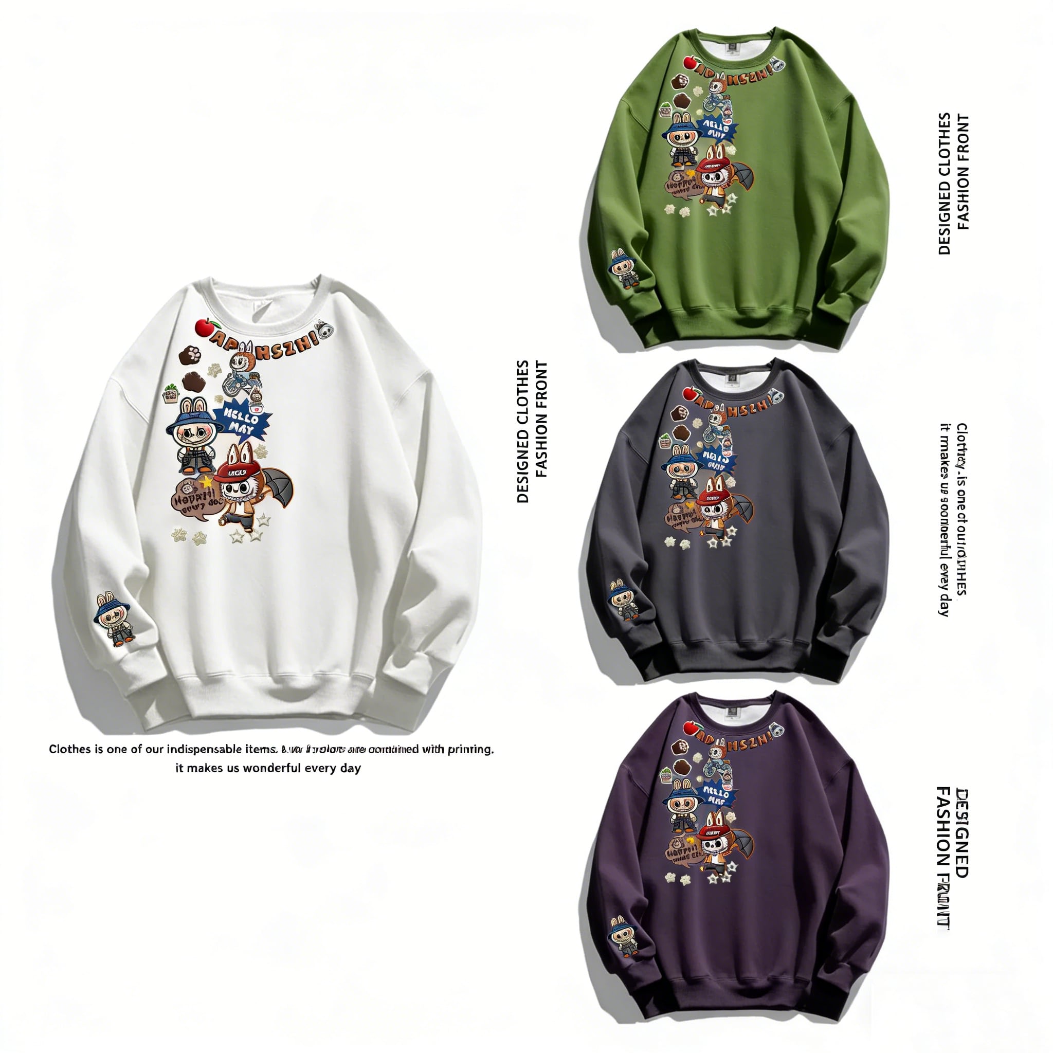 上質 labubu ラブブ スウェットシャツ クルーネック 大人 男女兼用 シンプル 可愛い 通勤 普段着 おしゃれ