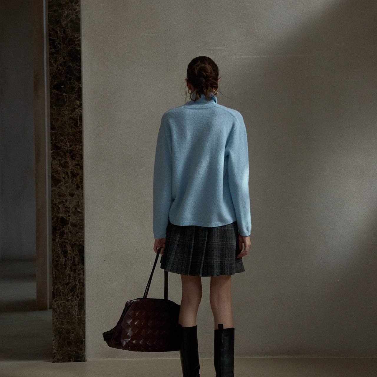 Pleated Mini Check Skirt  T4281