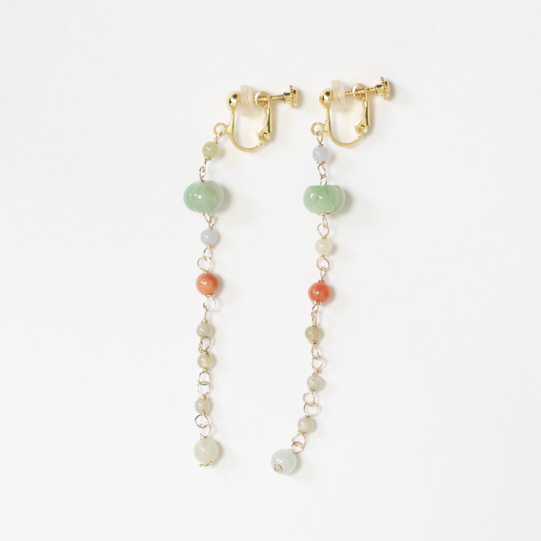 翡翠ロングピアス I point malti flower A貨翡翠 jd_mm1185 | 【MeiNu