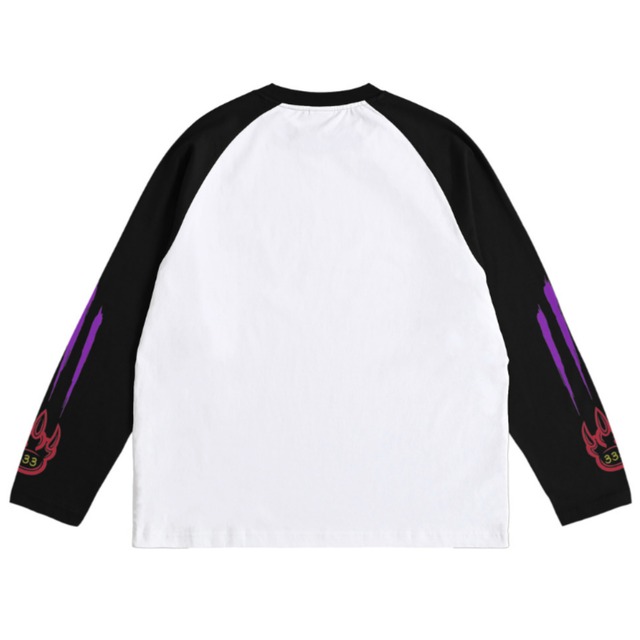 Claw Bunny Raglan L/S Tee 【White × Black】