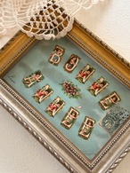 フランス アンティークポストカード Ange 天使 Rose 薔薇 Bonne Annee エンボス 額装 インテリア