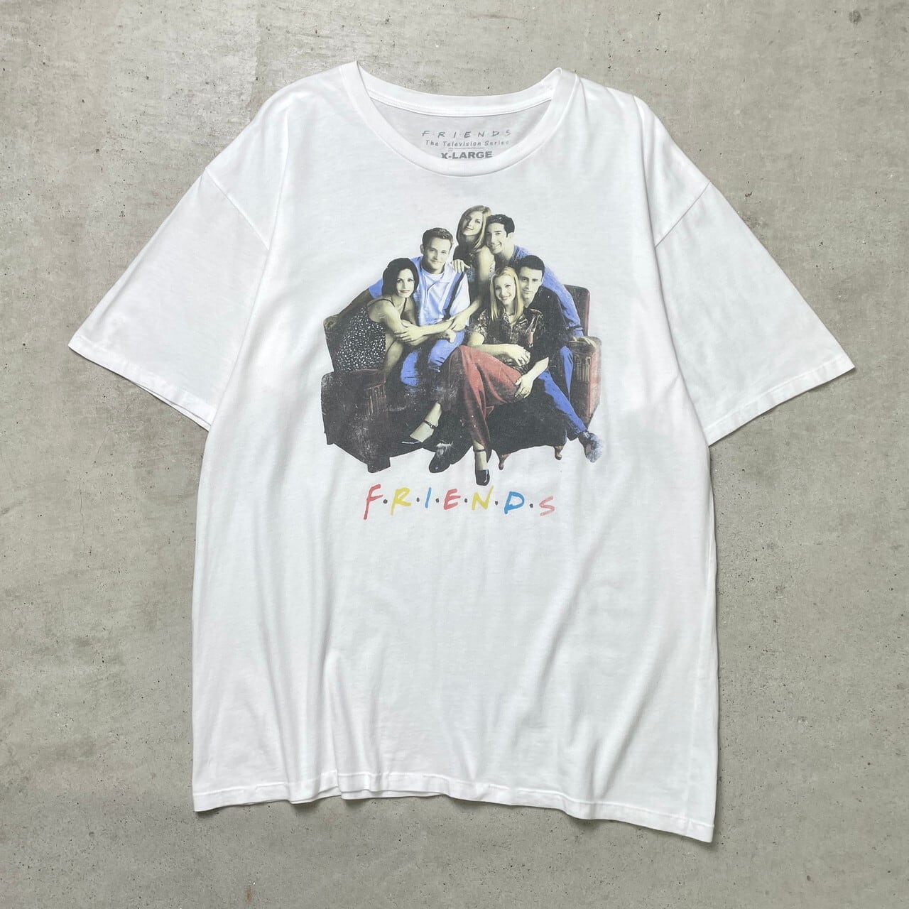 FRIENDS フレンズ TV ドラマ プリントTシャツ メンズXL 古着 白色【T