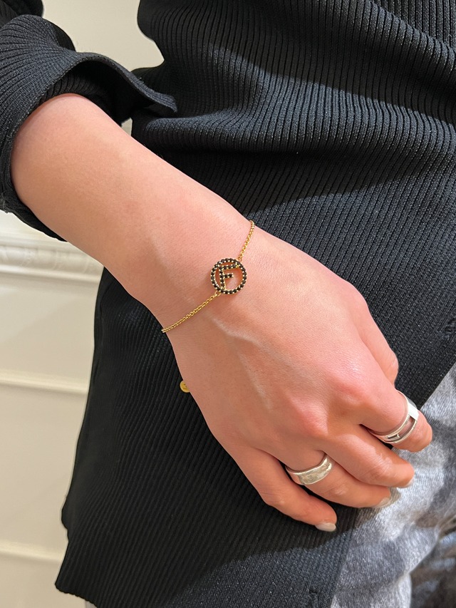 FENDI/ vintage black f gold  bracelet .