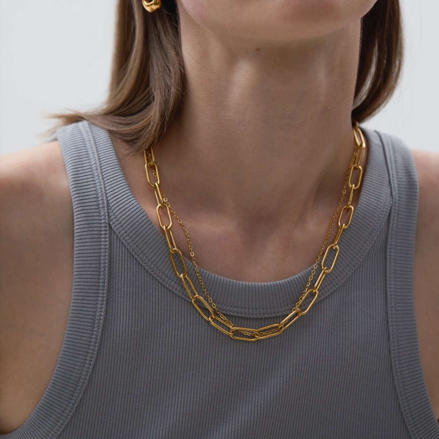316L double thick chain necklace #n107 | finó（フィノ） powered by BASE