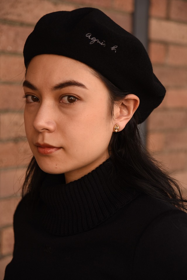 agnes b. / vintage simple logo beret.