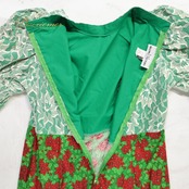 【ハワイ製 フラダンス衣装】グリーン T&L MUUMUU FACTORY ワンピース ドレス 緑 赤 白 レース 花柄 上品 キラキラ かわいい