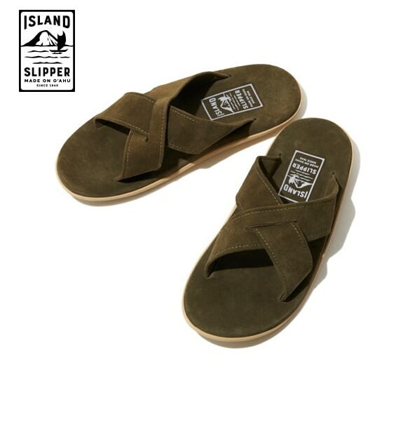 ISLAND SLIPPER レザー×スエード ネイビー サイズ10-