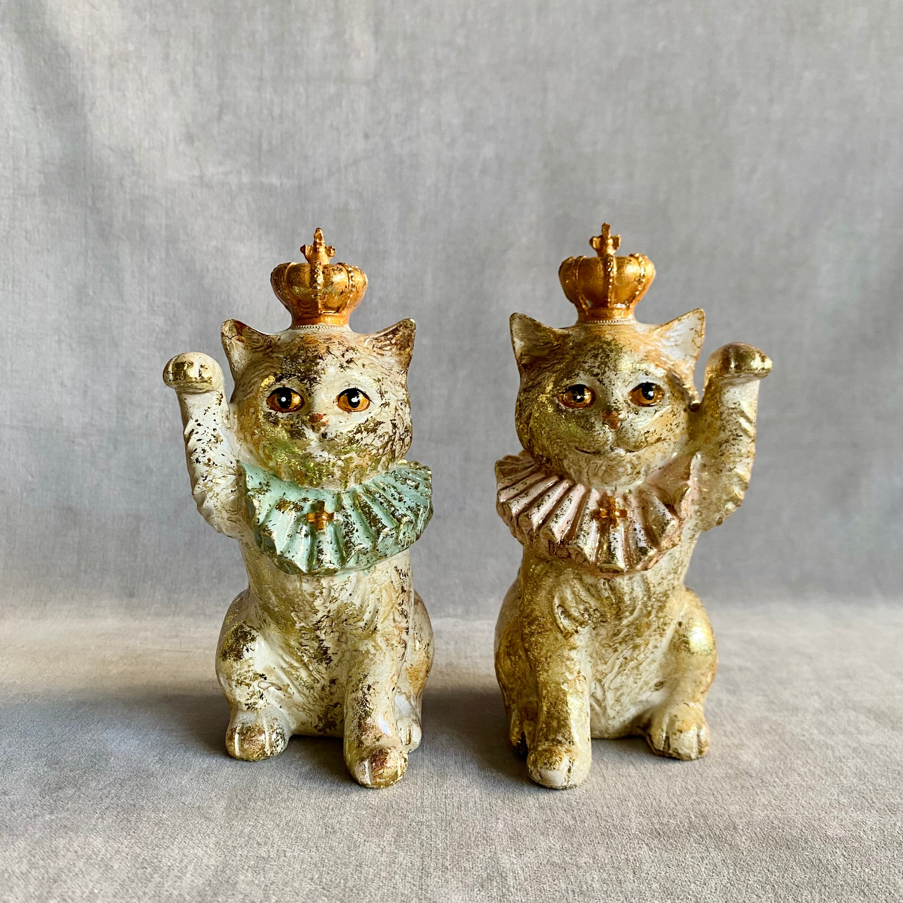 バロック ウェルカム キャット オブジェ PK/GR | ディスプレイ雑貨什器