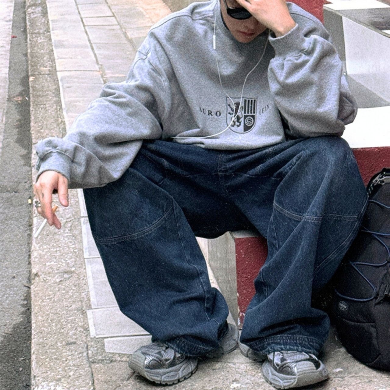 グレーブルーウォッシュワークデニム　1085