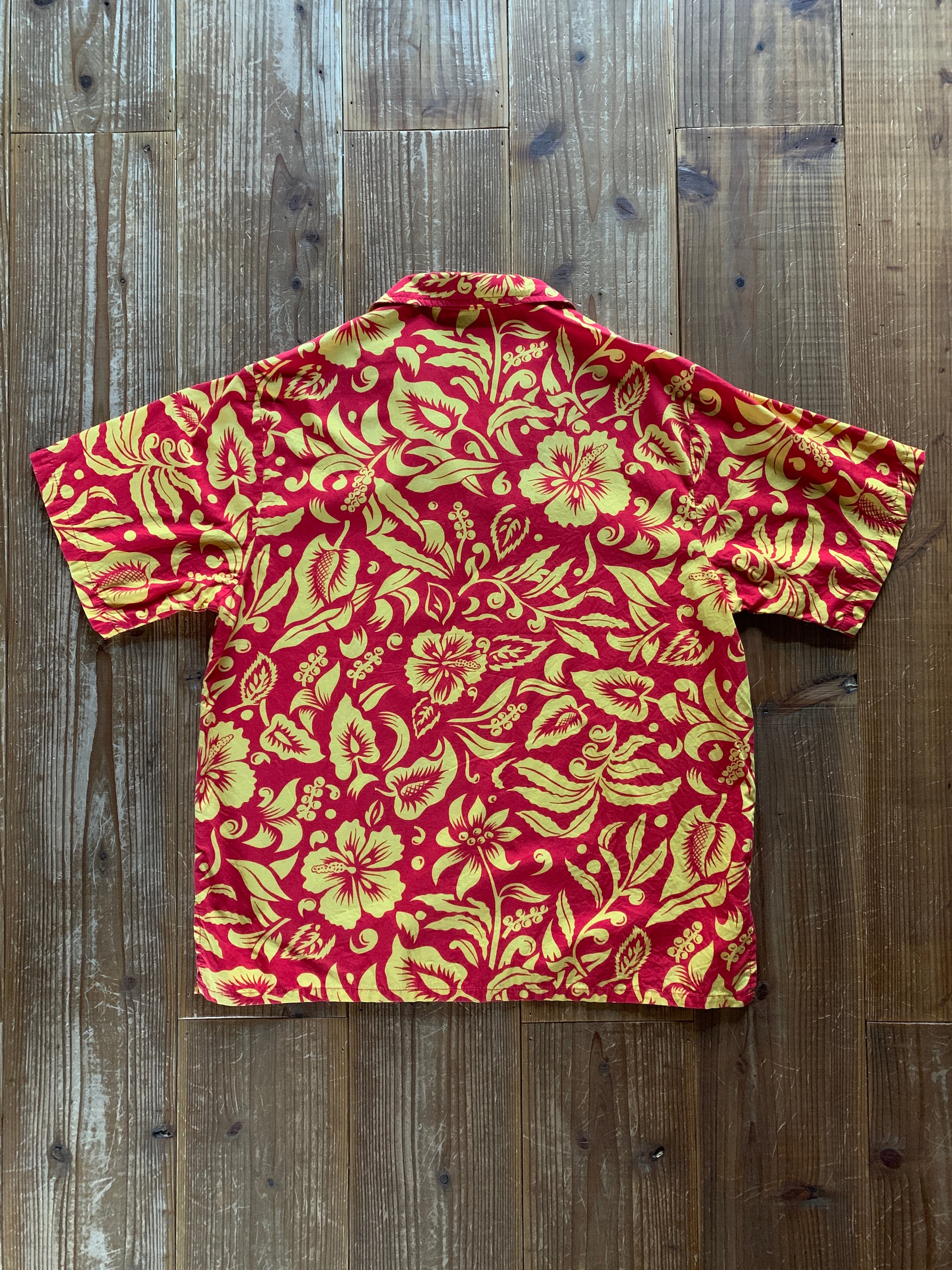 70's  Knott's BERRY FARM ハイビスカス柄 コットンハワイアンシャツ 表記(M)