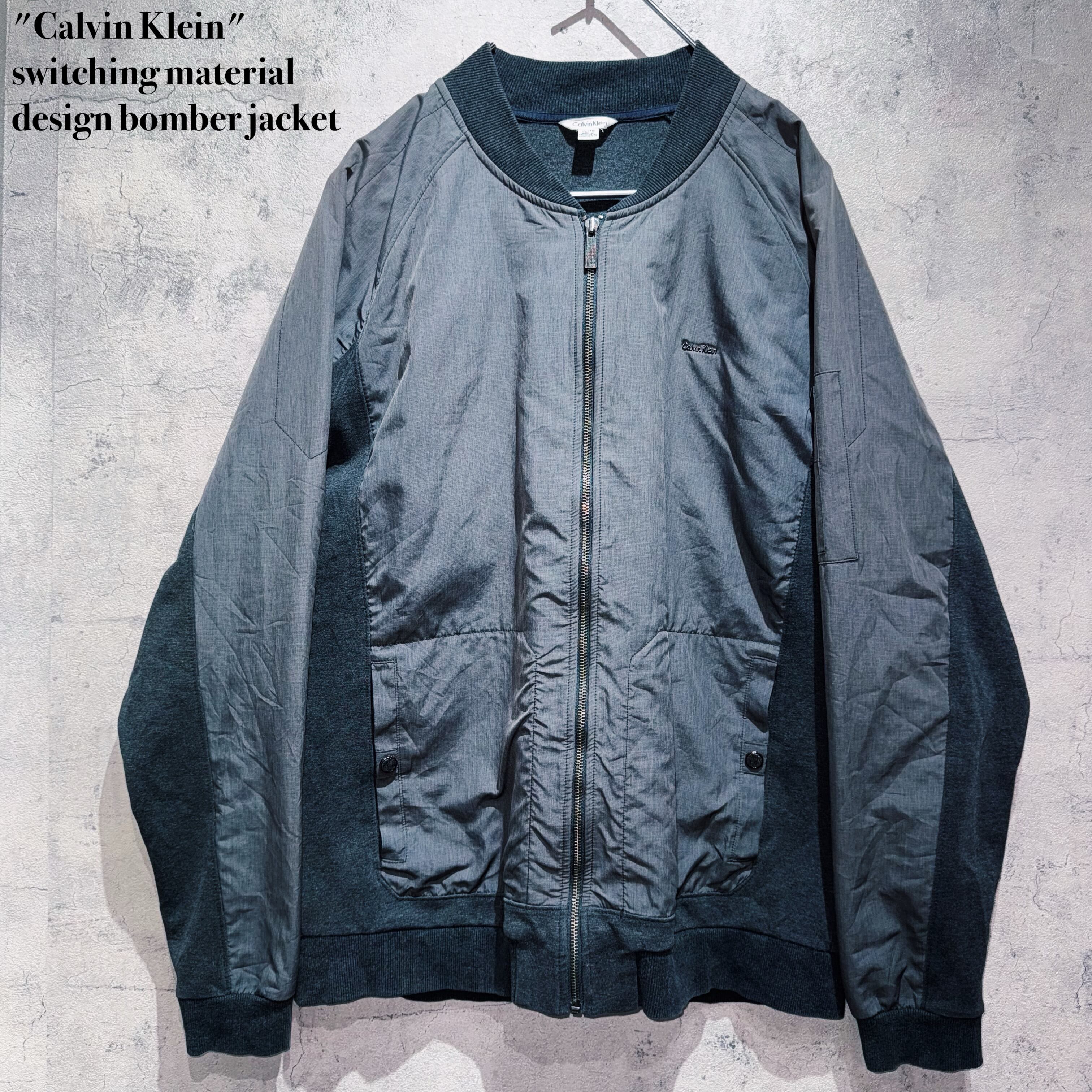 "Calvin Klein"switching material design bomber jacket