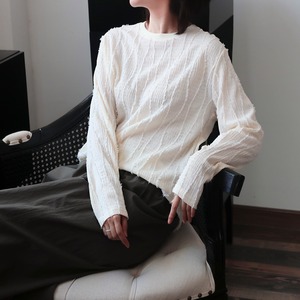 Fringe design long sleeve shirt in 2 colors S385