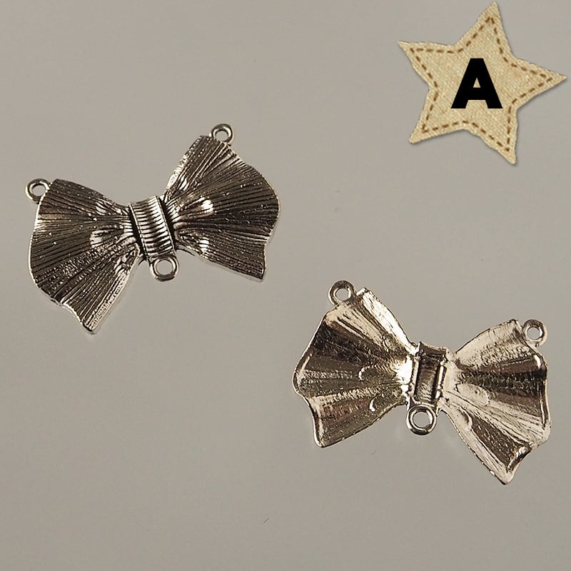 1個 70円】全2色 カン付き 3カン りぼん チャーム アクセサリーパーツ