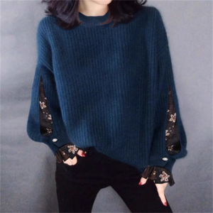 【送料無料】 トップス 3色 セーター 萌え袖 袖あり 長袖 ランタンスリーブ クルーネック Aライン フレア ロング丈 異素材切り替え ドッキング ふわふわ ニット 厚手生地 あったか かわいい 大人可愛い 大人女子 こなれ感 シンプル カジュアル 大人 上品 おしゃれ お洒落 ラフ コンサバ フェミニン ガーリー 無地 花柄 冬 30代 40代 レディース 女性用 ママ デート お出かけ お茶会 女子会 休日 授業参観 着回し プチプライス デイリーユース 普段使い 韓国系 ファッション 着痩せ