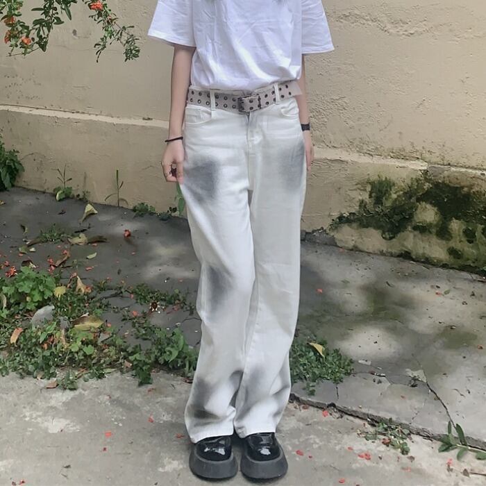 ジーンズ スタンダードルーズパンツ レッド レトロ ヨーロピアン ケッペル65947930485