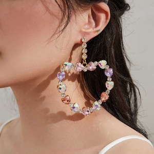 ❤︎即納❤︎《EARRING53》ビッグハート アシンメトリー ビジュー ピアス