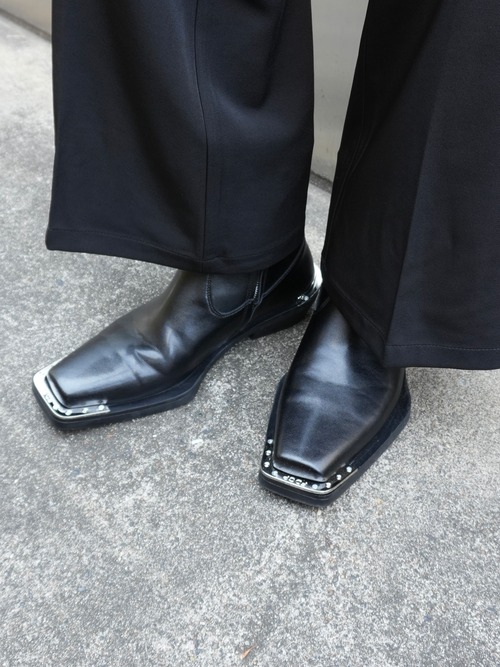【ALUDE SELECT】square toe metal patch heal boots