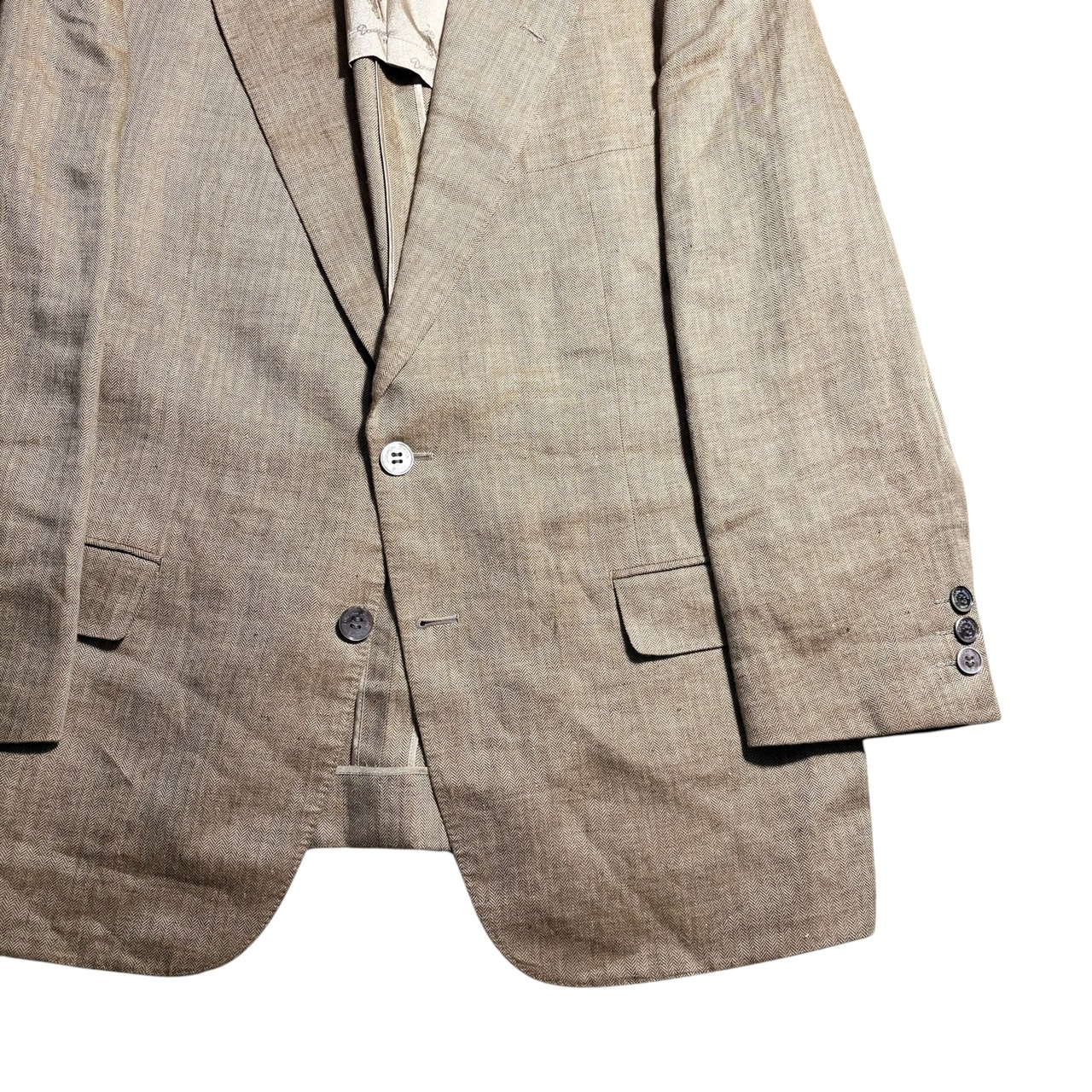 vintage DOMINIQUE FRANCE linen × silk herringbone suits set-up
