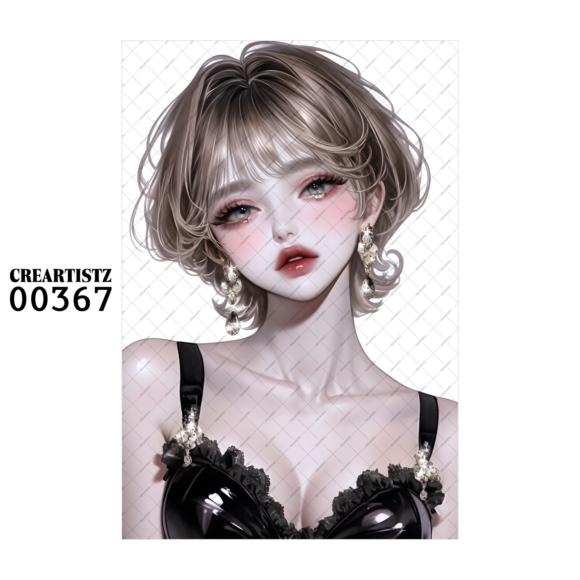 00367 ガール キュート オリジナル ペーパー/ステッカー 4枚セット CREARTISTZ