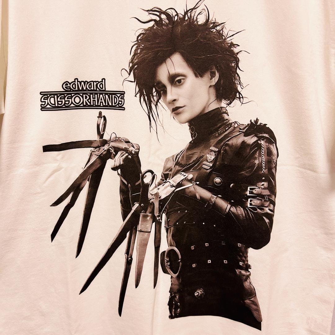 シザーハンズ レトロ 映画 メンズ Tシャツ 半袖 ケミカルウォッシュ 