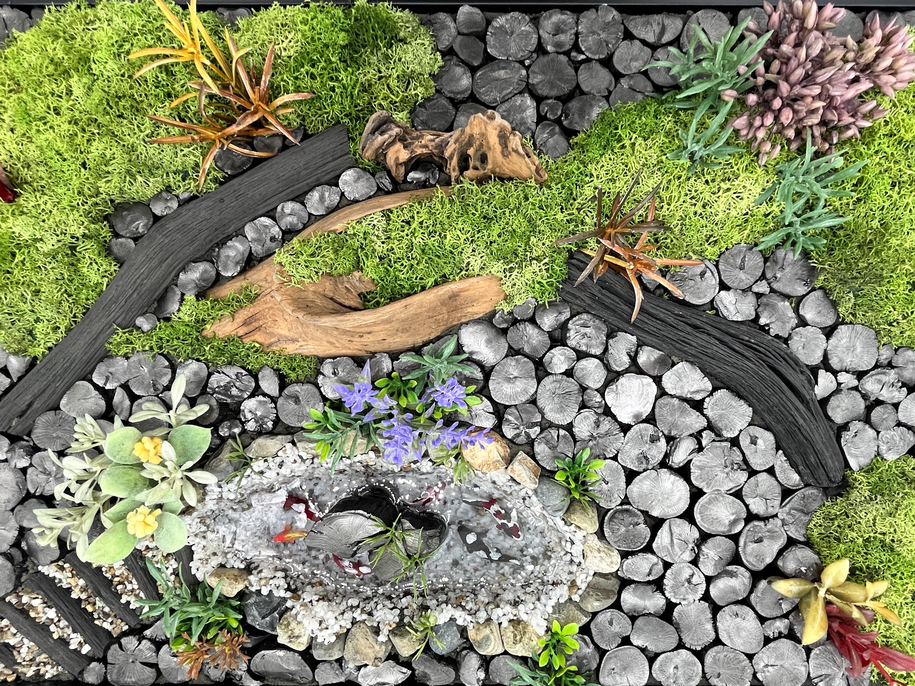 入手困難品　紀州備長炭　重量級オブジェ　インテリア 紀州備長炭 インテリア 『風物詩炭庭』フレーム 52cm×40cm 特大