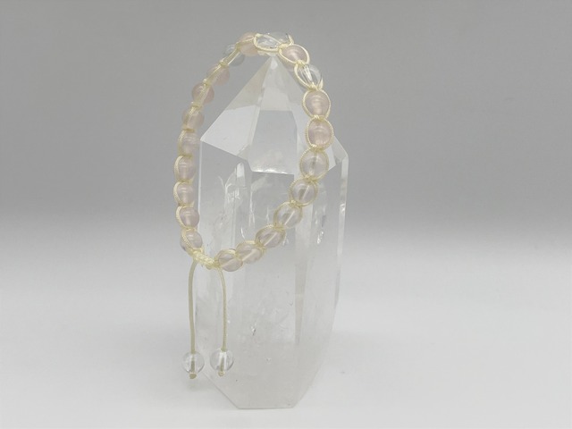 編みブレスレット（ローズクォーツ・水晶ヒランヤ）