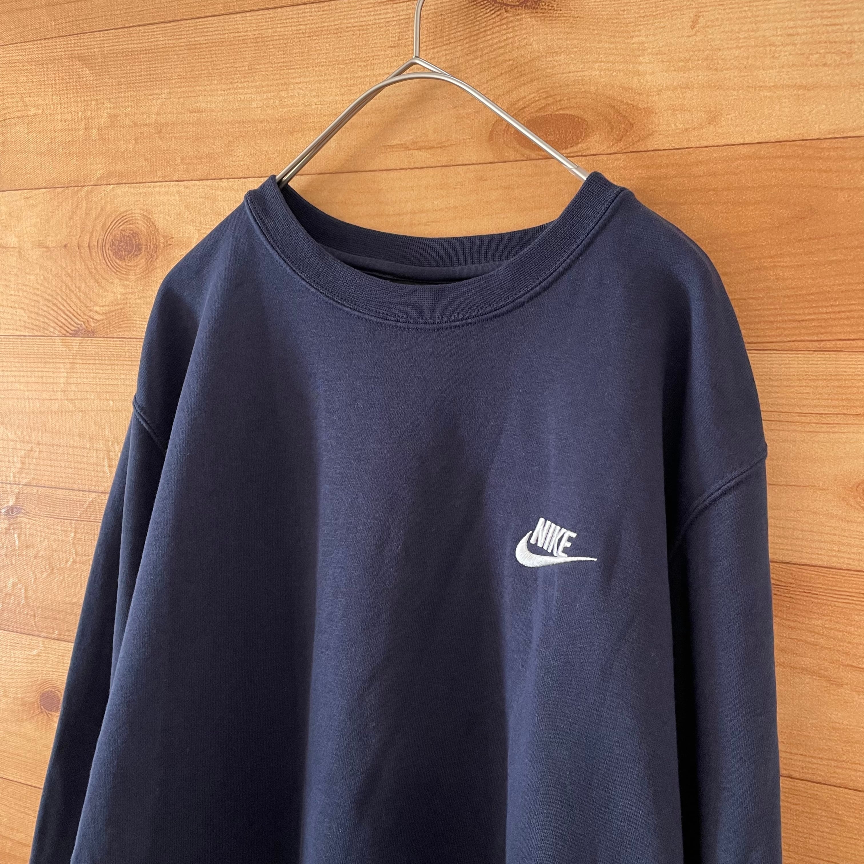 NIKE ナイキ ワンポイント刺繍ロゴ スウェット XL ネイビー