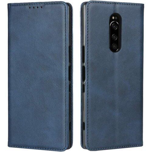 ソニー Xperia 1 SO-03L SOV40 ケース 手帳型 カバー Zouzt 合成皮革 財布型 カード収納 マグネット ベルトなし スタンド 二つ折り 耐久性 5色 深い青 277