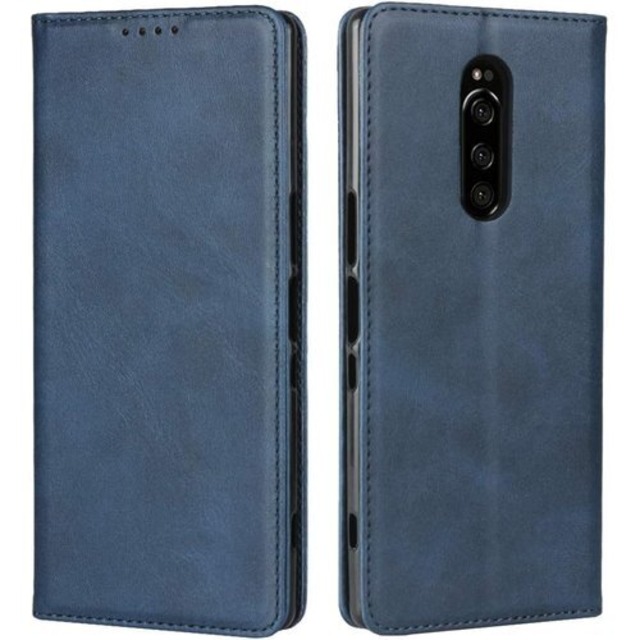 ソニー Xperia 1 SO-03L SOV40 ケース 手帳型 カバー Zouzt 合成皮革 財布型 カード収納 マグネット ベルトなし スタンド 二つ折り 耐久性 5色 深い青 277