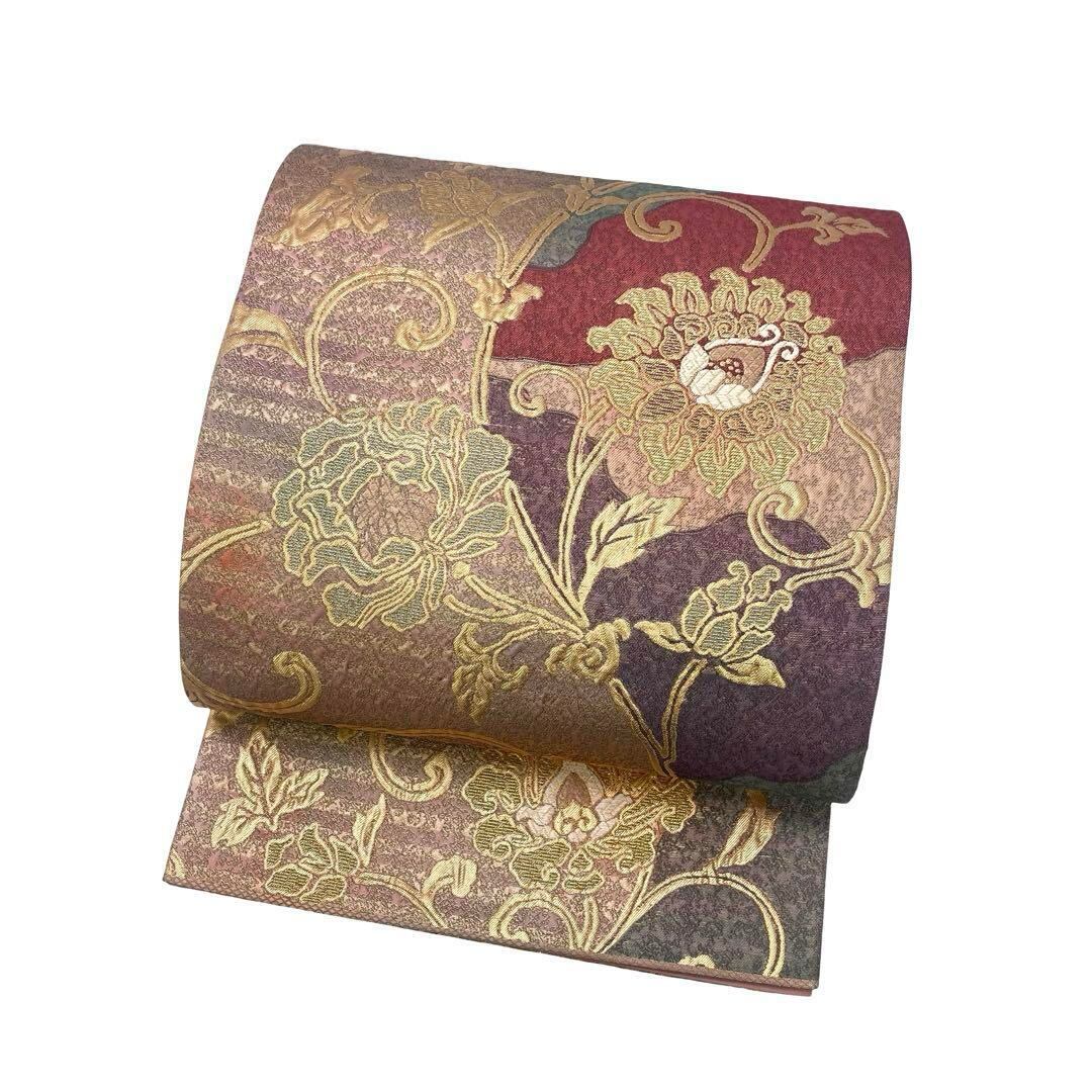 袋帯 西陣 いづくら 煌びやかな花唐草模様 金糸 O-4028 | リユース着物  