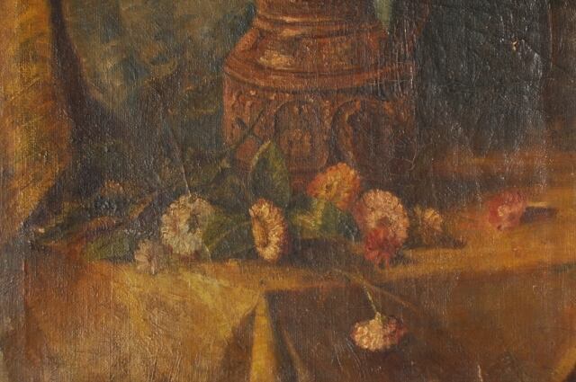 油絵　花と花瓶
