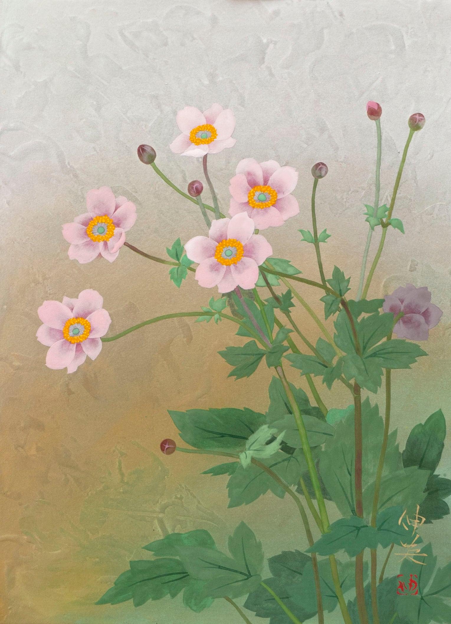 クレマチス（日本画）Clematis | 牧野伸英の日本画ショップ -Nobuhide