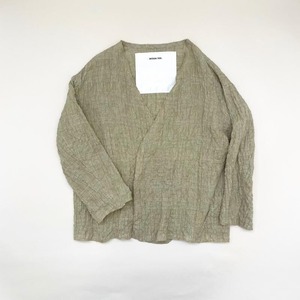 【SALE】MOUN TEN. linen check cardigan 110/125/140 (sage green)　[22S-MJ05-1137a]