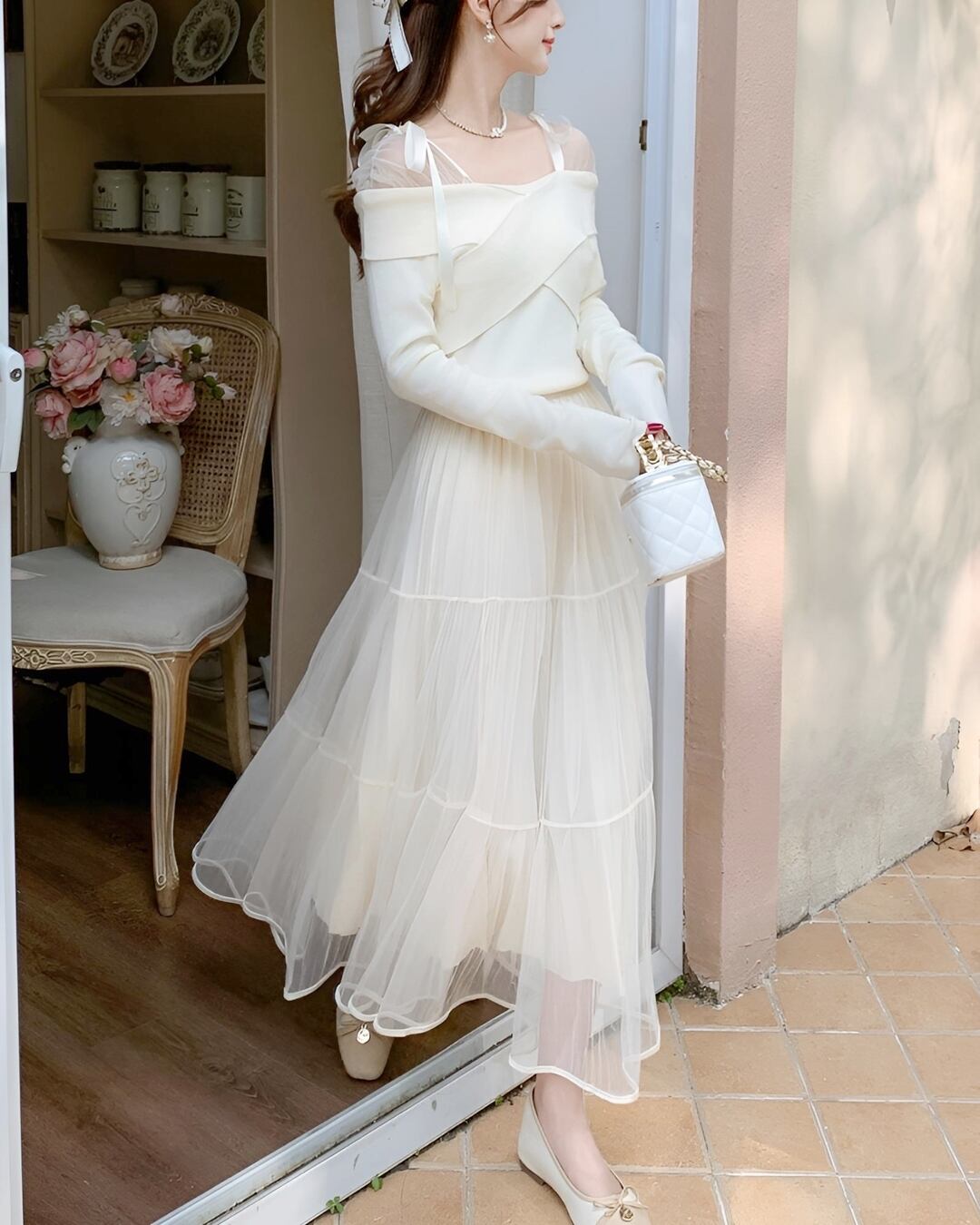 メッシュレースシアースカート(2 colors) 24WP10082