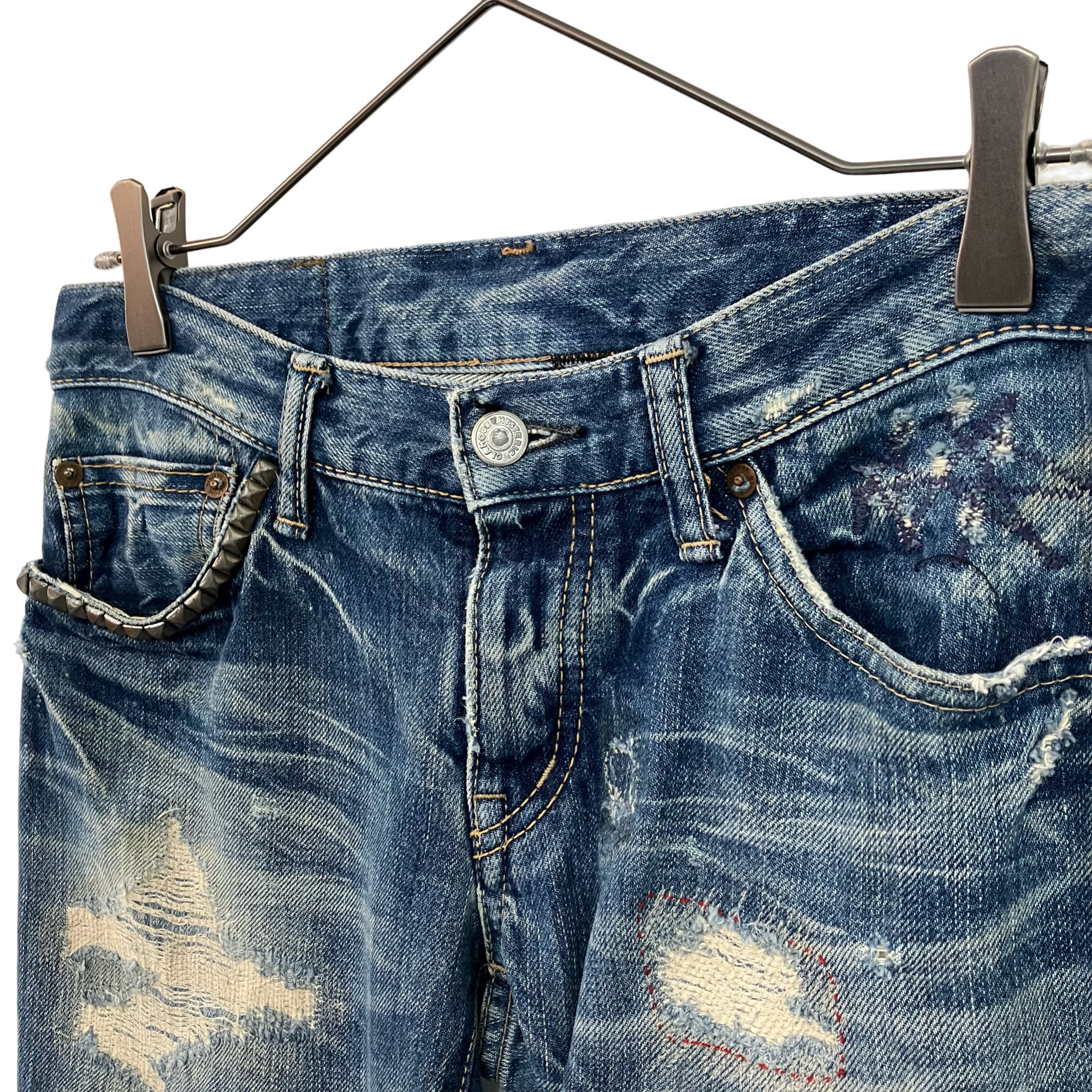 VINTAGE HYSTERIC GLAMOUR Damage Studs Skinny Denim Pants』USED