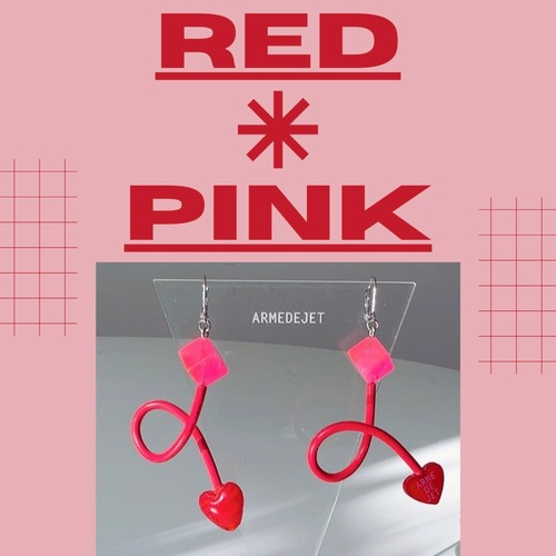 くねくねポップ Pierces / Earrings -RED * PINK-