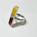 Vintage Two Tone Amber Polish 925 Silver  Ring