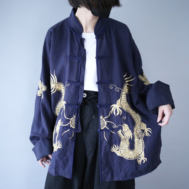 "刺繍×龍" loose silhouette special china shirt